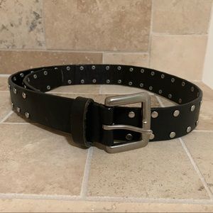 One Black Studded Leather Belt